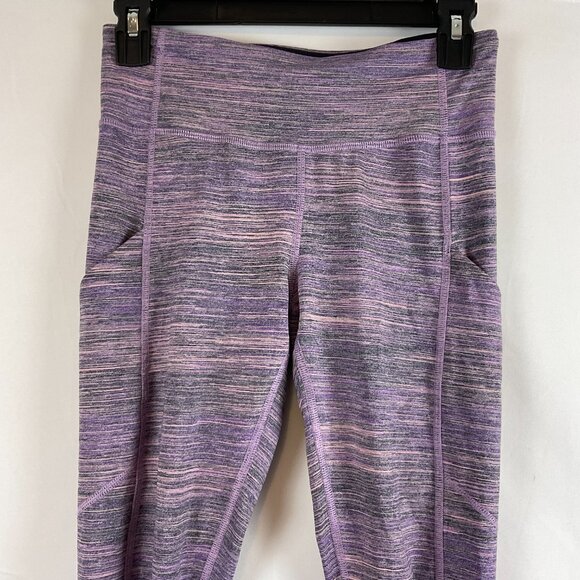 Lululemon Leggings 4 Purple Pink Space Dye Tech Pockets Ruched Detail Zipper - Picture 2 of 11